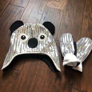 Sequin hat & mitten set